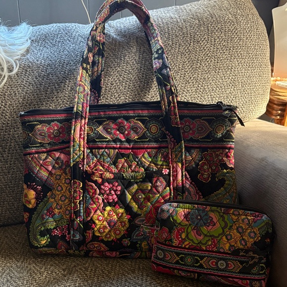 Vera Bradley Handbags - Vera Bradley Floral Quilted Tote and Pouch